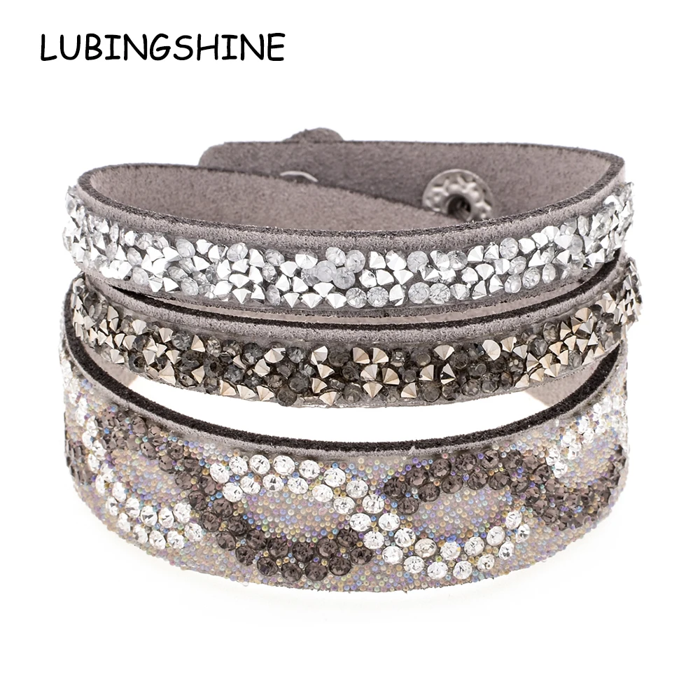 

Women Party Punk Wide Leather Bracelet &Bangle Crystal Velvet Multilayer Charms Rhinestones Bracelets Jewelry Pulseras Mujer