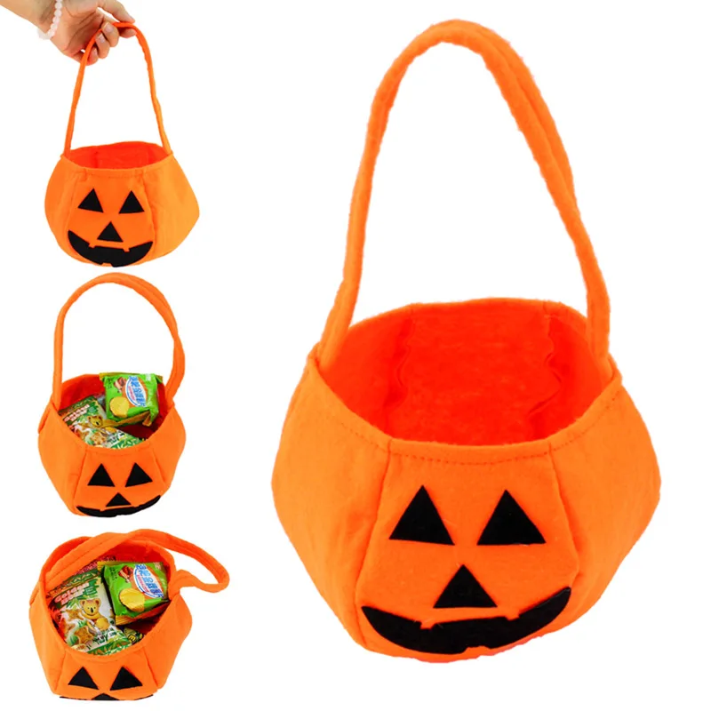 

Hot Sale Halloween Party Supplies Non-woven Fabrics Pumpkin Bags Halloween Props Kids Children Toys Candy Bag TY