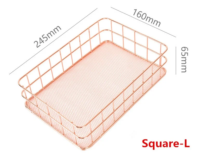 Элегантный металлический железный ящик для хранения в скандинавском стиле из розового золота, коробка для хранения ювелирных изделий, косметическая корзина для хранения канцелярских принадлежностей, Органайзер