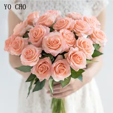 Yo cho flores artificiais com toque real, rosa, flores brancas, peônias, buquê de casamento, festa em casa, decoração de flores falsas