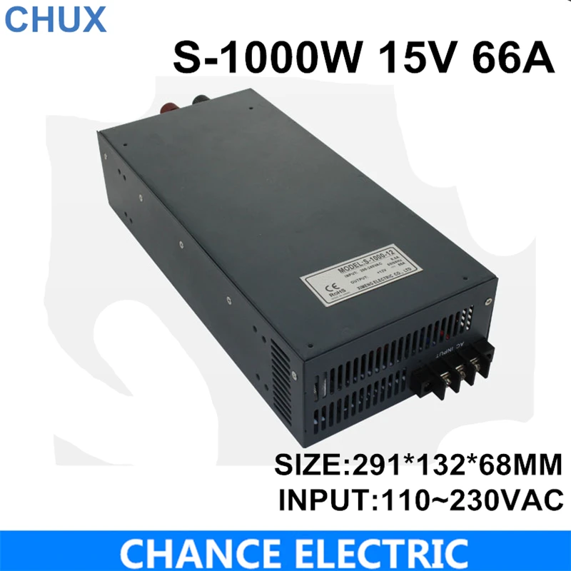 switching power supply 15V 66A 1000W 110~220VAC single output input for cnc cctv led light(S-1000W-15V) switching power supply 15V 66A 1000W 110~220VAC single output input for cnc cctv led light(S-1000W-15V)