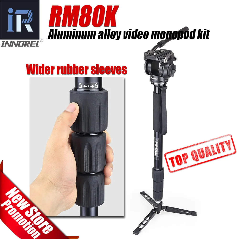 

RM80K 4 Section Video monopod 36mm max tube Aluminum alloy+Fluid head and video unipod+PW50 monopod base Table Tripod
