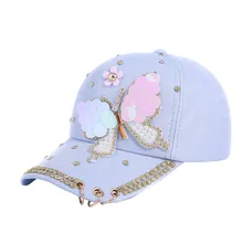 Новинка, модная Женская Бейсболка, украшенная жемчужинами, блестками, бабочками, Кепка в стиле хип-хоп, винтажная Кепка, бейсболка, повседневная бейсболка шапка