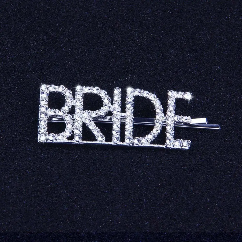 BRIDE 1 шт. GLAM/DRIPPIN/X Кристальные блестящие стразы заколки для волос буквы заколки для волос заколки аксессуары для укладки волос для женщин и девушек - Цвет: BRIDE