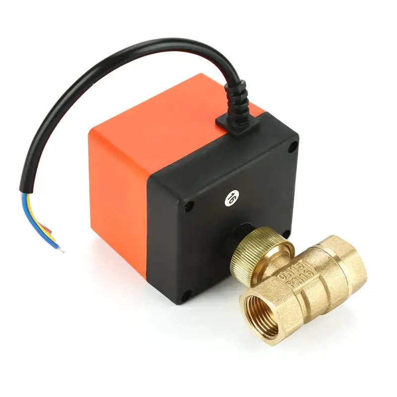AC220V 6 Вт 1 предмет моторизованный клапан латунный шаровой клапан 2-ходовой клапан 3-х проводное 1 точка-точка Управление G1/2 DN15 AC220V небольшой Соленоидный клапан