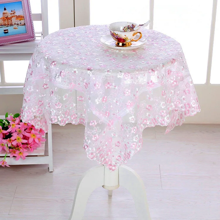 Proud Rose Rural Lace Table Cloth Pink Embroidered Tablecloth