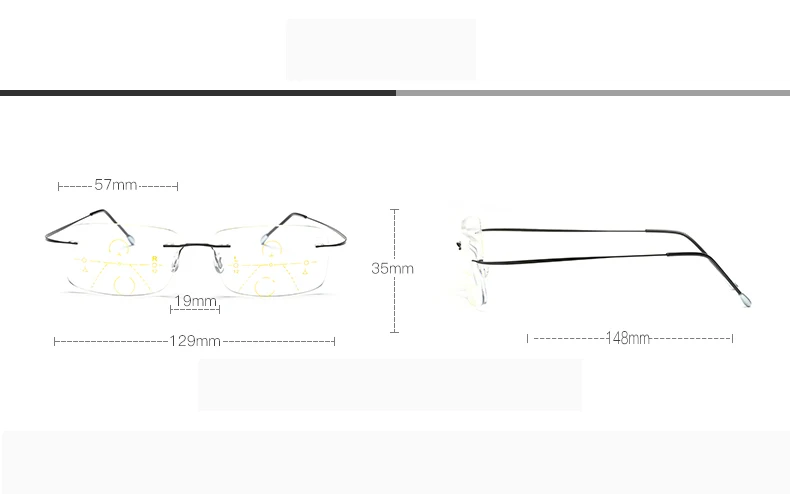 Титановые без оправы прогрессивные Мультифокальные многофокусные очки для чтения, мужские очки для дальнозоркости, дальнозоркости, пресбиопии