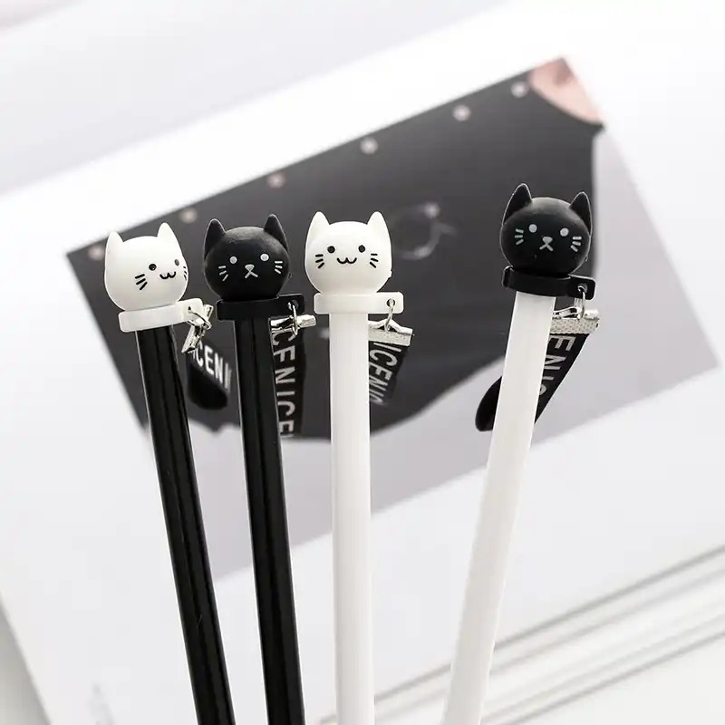 Cute Kawaii Cartoon Black And White Cat Pendant Neutral Pen Korean