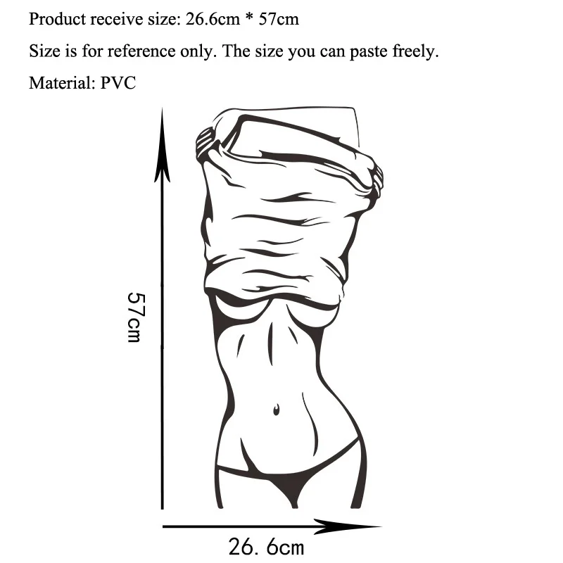 Sexy Girl Wall Stickers Creative Pattern Living Room Bedroom Decoration Art Decals Self-adhesive Mural Home Decor Fitness Poster - 2