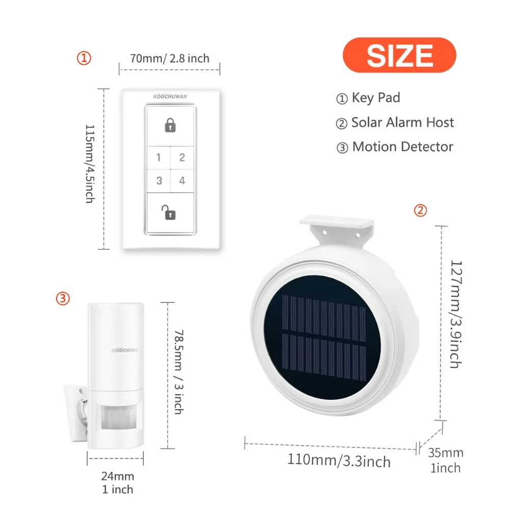 KOOCHUWAH солнечные Gsm сигнализация Системы с PIR детектор движения и двери магнитные контакты и беспроводная клавиатура