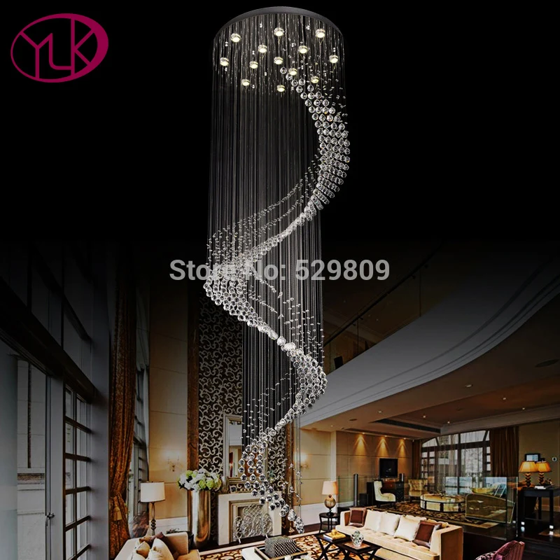 

Youlaike Modern Staircase Chandelier Lighting Spiral Crystal Light Fixture Luxury Home Decoration LED Hanging Cristal Lustres