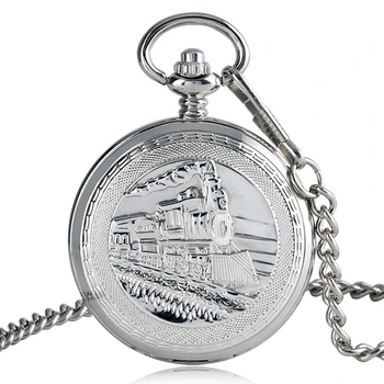 

TIEDAN Hand-Winding Watch High Quality Locomotive Engine Chain Double Hunter Gift Running Steam Train Mechanical Pocket Watch