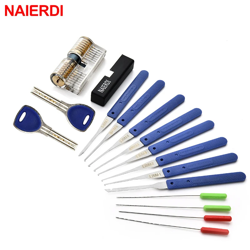 As Shown in figure 6 NAIERDI практичный набор замков, прозрачный видимый медный навесной замок, слесарные принадлежности для обучения мастерству, ручные инструменты, аппаратные средства - Цвет: As Shown in figure 6