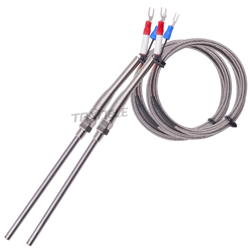 

K J type Thermocouple Stainless Steel probe Thermocouple 50mm 100mm 150mm 200mm 2m Cable Thermocouple 0~400C Temperature Sensor