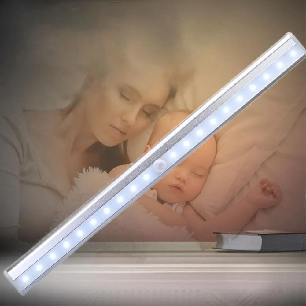cheap 20LEDs Rechargeable USB Cabinet Light Motion Body Sensor Lamp Portable Induction Light Cabinet Kitchen Light Bedroom Wardrobe