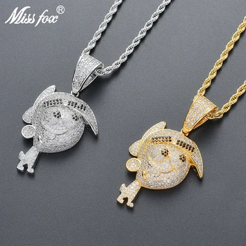 

Missfox Cartoon Villain Pendant Necklace Tennis Chain Cuban Chain Hip Hop Creative Personality Street Culture Jewelry The New