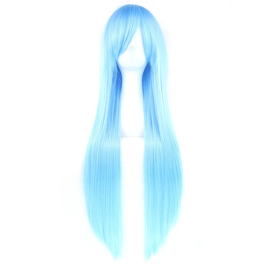 

Soowee 24 Colors Long Straight Wigs Blue White Party Hair Accessories Heat Resistant Synthetic Hair Cosplay Wig for Women