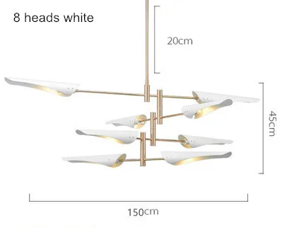 Современные подвесные светильники золотые черные светодиодные подвесные светильники конические Coltrane Hanlamp креативный кухонный светильник фонарик для гостиной - Цвет корпуса: 8 heads white