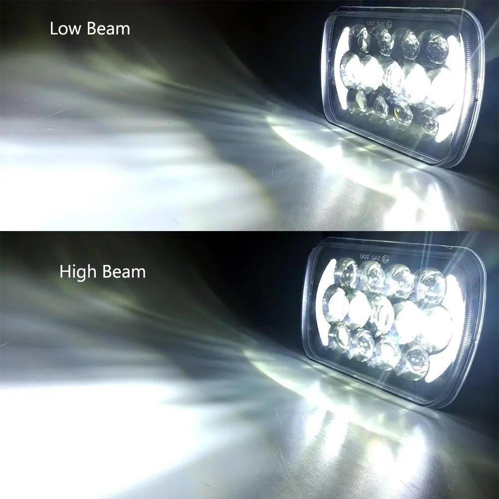 Pair 5X7 inch h4 LED Replacement for Sealed Beam with DRL 7x6 inch headlamp for Jeep Cherokee XJ 1984-2001 (23)