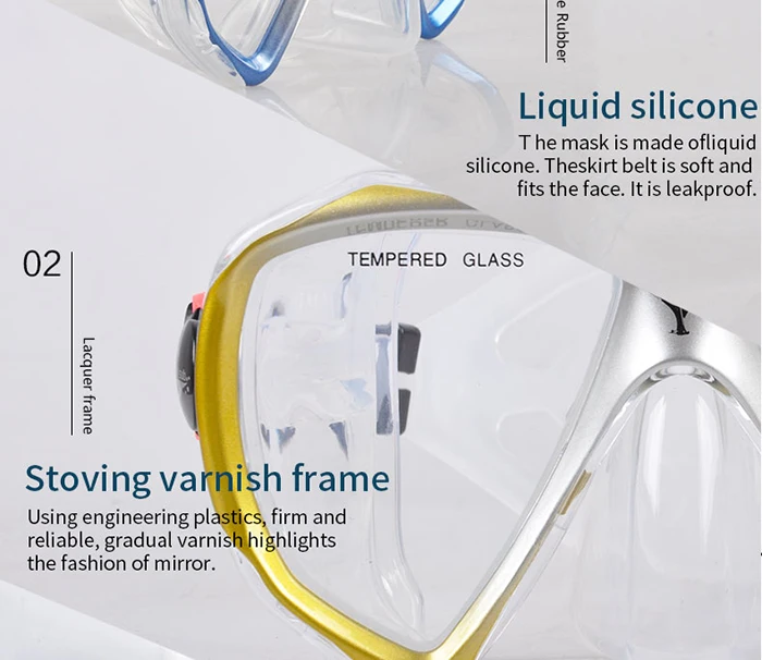YONSUB маска для дайвинга маска для подводного плавания Liguid силиконовая подводная с большим видением Анти-Туман Маска Для Сноркелинга с коробкой для маски
