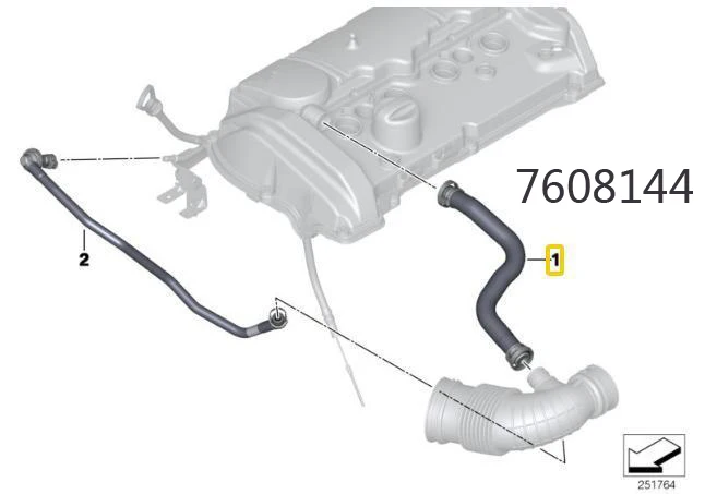 Для BMW F20 F20N F21 F21N F30 F31 Головка блока цилиндров вентиляционный шланг OEM 11157608144