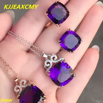 

KJJEAXCMY boutique jewels 925 silver with natural amethyst ring pendant lady's suit for necklace.