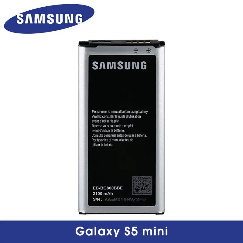 Samsung 100% оригинальный S5 мини Батарея для Galaxy G800 G800F G800H G800A G800Y G800R 2100 мА/ч EB BG800BBE с