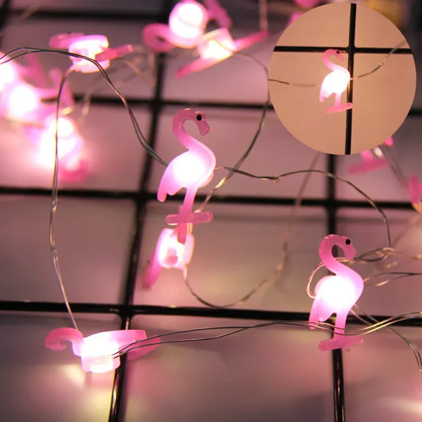 2 м Мини светодиодный светильник Фламинго/единорог/фонарь «ананас» для лета Hawaian вечерние светильник со звездой гирлянды принадлежности для украшения свадебной вечеринки - Цвет: Flamingo