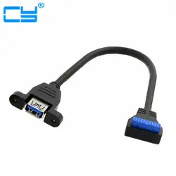 USB 3.0 один Порты и разъёмы женский винтами Тип до прямой и вверх под углом материнской 20pin 20 контактный коннектор кабеля