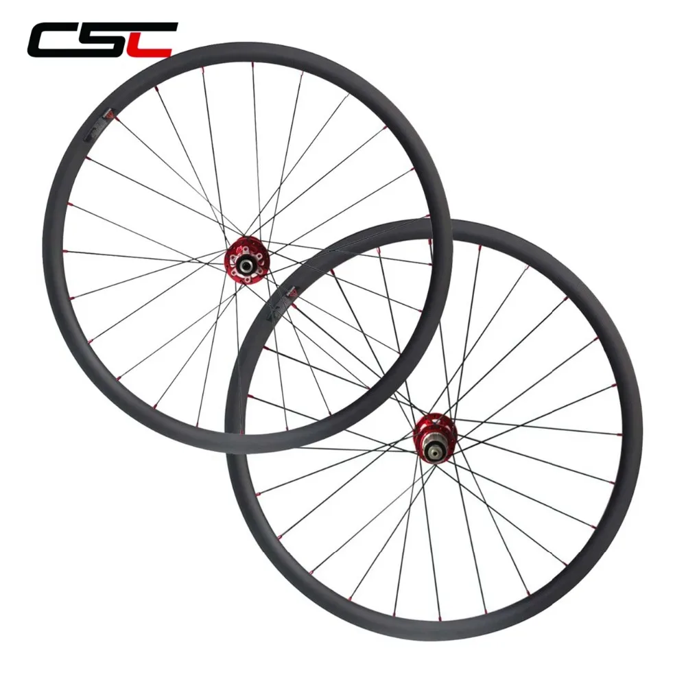 Excellent Carbon Disc Wheels Clincher Or Tubeless Cyclocross Carbon Wheelset  12mm/ 15mm thru axle Or QR Hub No Brake Track U Shape 6 Bolt 2