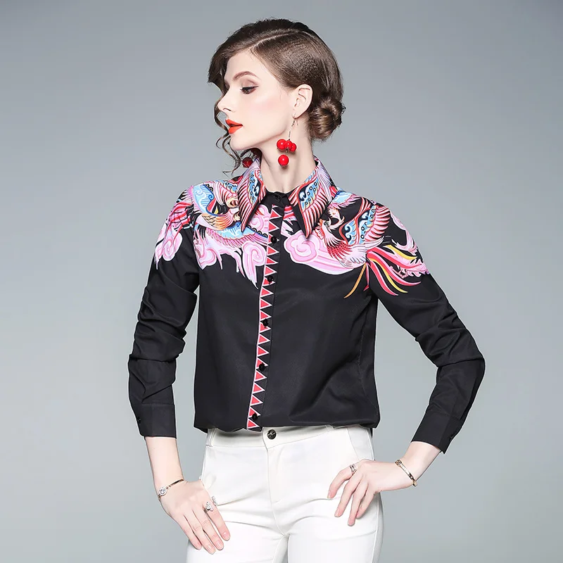 Elegant Ladies Blouses and Shirts 2019 Spring Designer Fashion Long Sleeve Print Formal Office Shirt Plus Size Womens Tops Blusa |