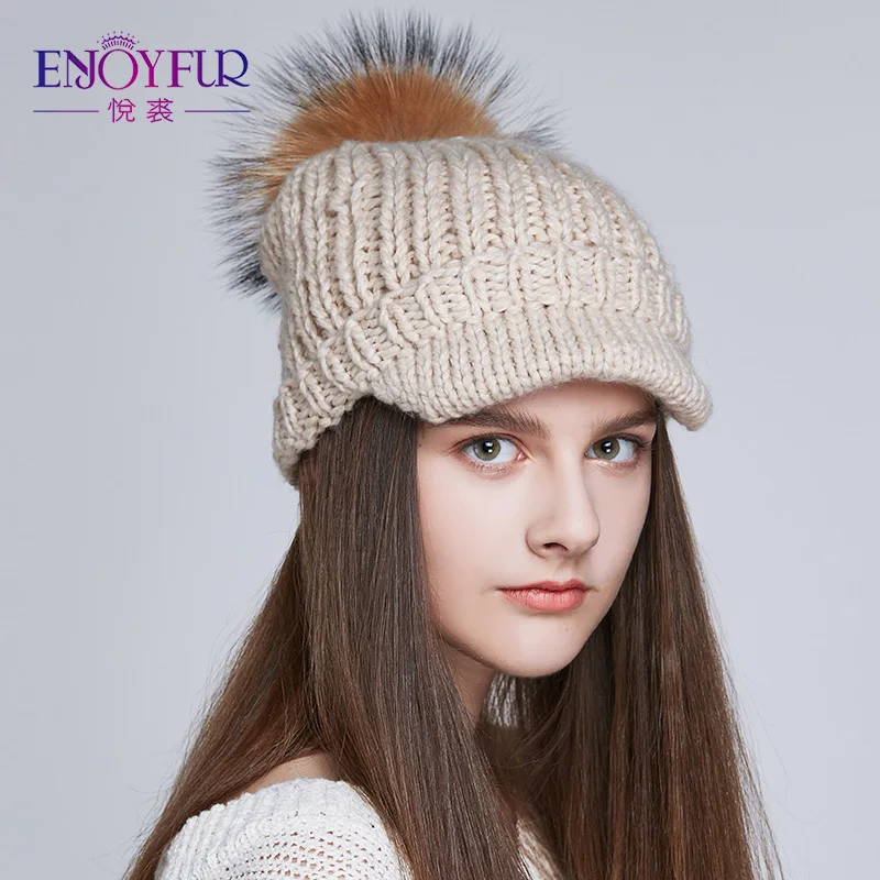 Winter Ladies Beanies With Real Raccoon Fur Pompoms Fashionable Hats For  Women, Men, And Parent Child Bonding Warm Snapback Cap For Boys And Girls  From Georga, $14.21