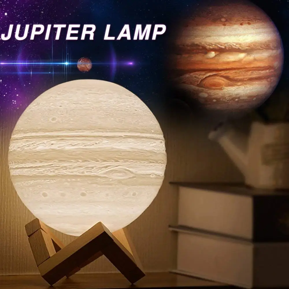 

3D Print Moon lamp USB Rechargeable Dimmable LED Full Moon lamp 3D Switch Warm / Cool White Jupiter light for Kids Bedroom