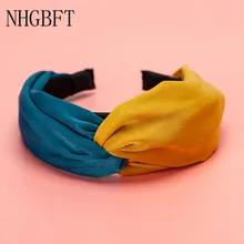 NHGBFT однотонная, с приметанными оборками головная повязка для женщин завязанная повязка широкие резинки для волос Головные уборы Прямая поставка