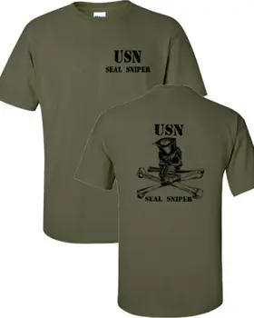 

USN Navy Seal Sniper Scull and Cross Bones FRONT & BACK Men's Tee Shirt 1063