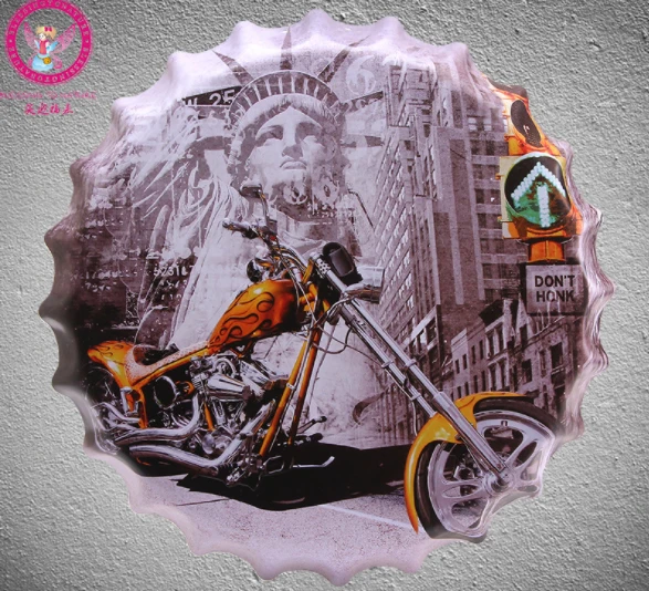 40cm USA Style Motor Bottle Cap Vintage Home Decor Tin Sign Wall ... 40cm USA Style Motor Bottle Cap Vintage Home Decor Tin Sign Wall ...