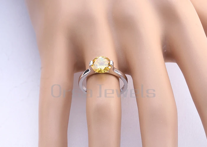 ORSA JEWELS Precious Hearts and Arrows Cut AAA Cubic Zircon Engagement & Wedding Rings for Women Fashion Silver Color Ring OR53