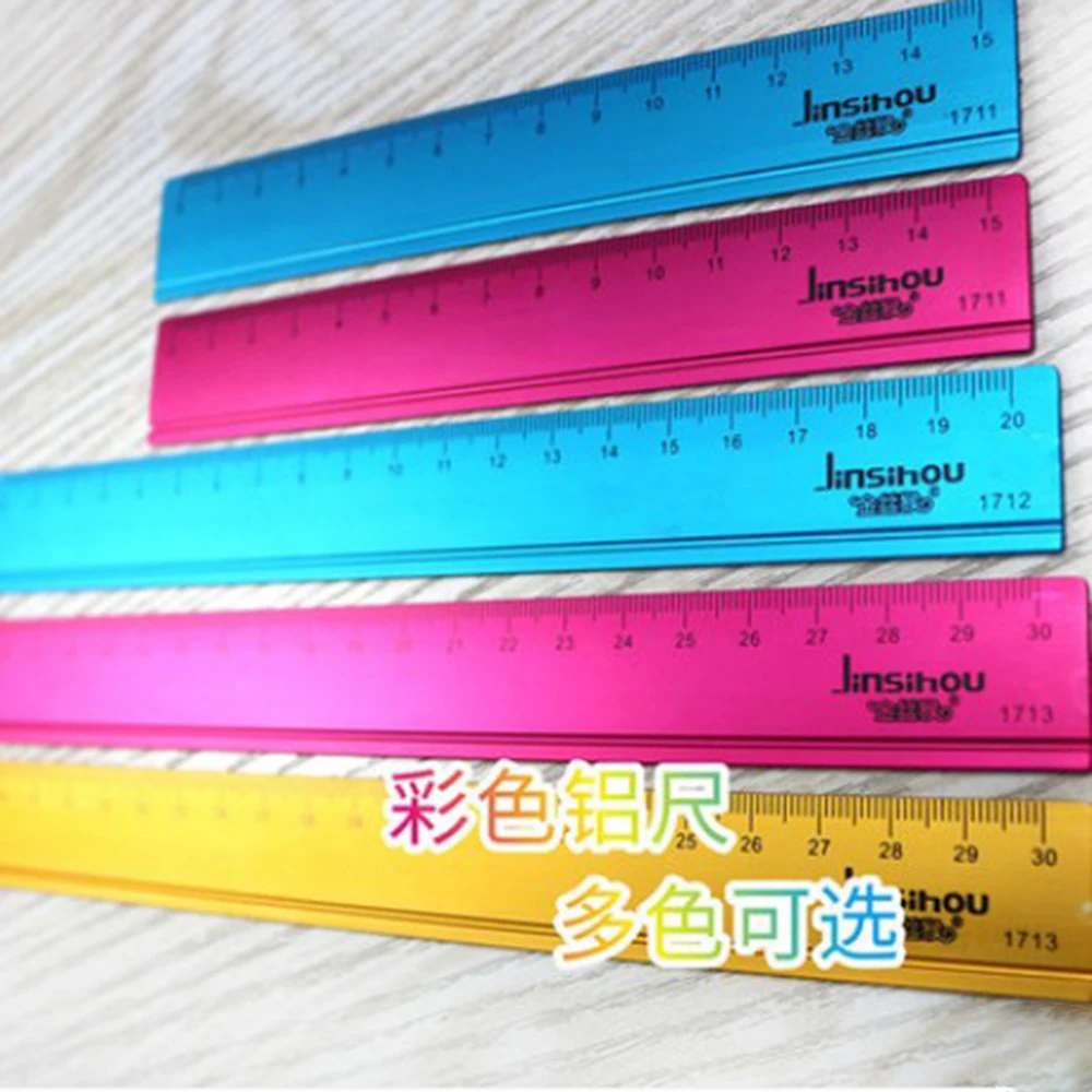 

High Quality 15cm 20cm 30cm Aluminum alloy Ruler Metric Rule Precision Measuring Tool Learning office Stationery