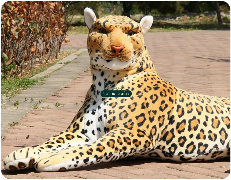 Dorimytrader Hot 130cm Huge Simulated Forest  Animal Panther Stuffed Soft Animal Leopard Doll Pillow Great Kids Gift DY60695(11)