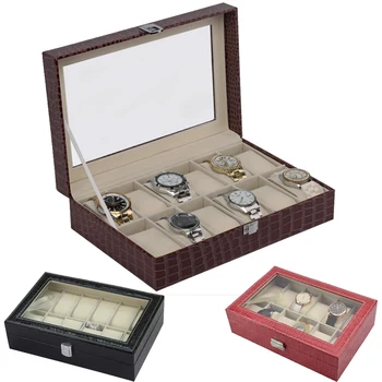 

2018 New 12 Grids Watch Case Box Casing Jewelry packing case for Hours Sheath for Hours Box for hours Watch Display