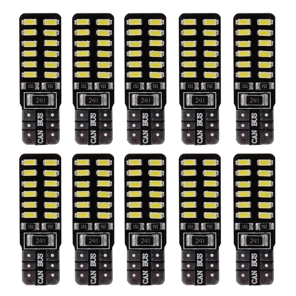 

10pcs T10 W5W 24SMD LED Bulb Car 3014 12V Super Bright Clearance Bulb Lamp White