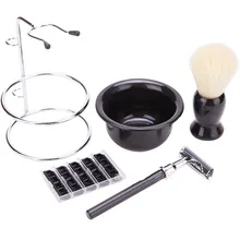 Мужские средства ухода за бородой костюм кисть для лица набор из пяти предметов руководство чаша для бритья венчик стойка Двухрядное лезвие свиная Расческа для усов