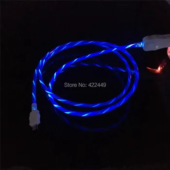 

100pcs Flowing LED Visible Flashing 8pin ios/Type C USB Charging 5V 2A Charger Cable 1M 3FT Data Sync Cord lead micro phone line