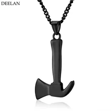 Trendy Accessories Male Casual Style Stainless Steel Long Chain Gold Color Pe Fire Ax Pendant Necklace Fashion Jewelry For Gift