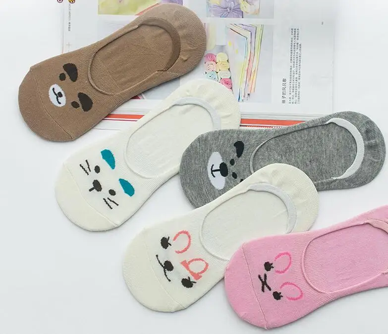 

3 Pair/lot Women Sock Slippers Small Animal Cartoon Short 100% Cotton Invisible socks Breathable Casual Ladies Funny S22