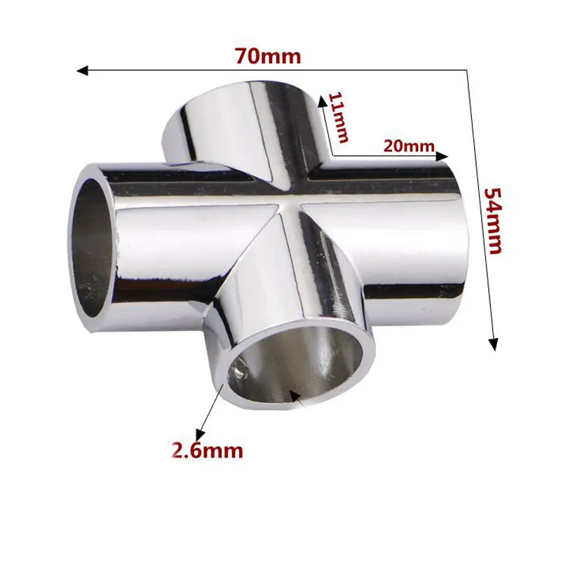 25mm Cross Stainless Steel Pipe Connector Connecting Piece Shelf Hanger