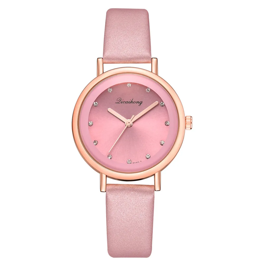 Модные красные простые часы с кристаллами Круглые Женские часы для мужчин и женщин подарок наручные часы кожаные спортивные женские наручные часы Reloj - Цвет: D