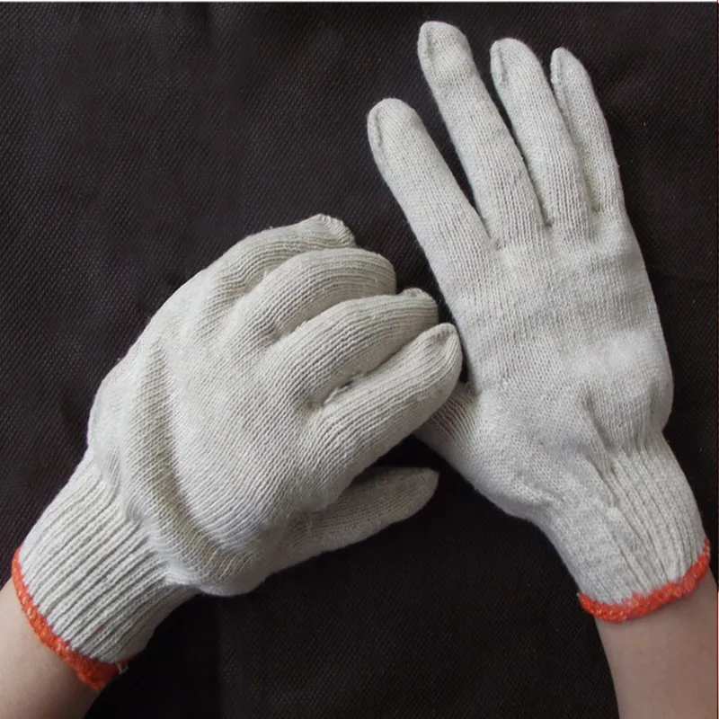 Белые трикотажные хлопчатобумажные перчатки для садоводства рабочие защитные перчатки