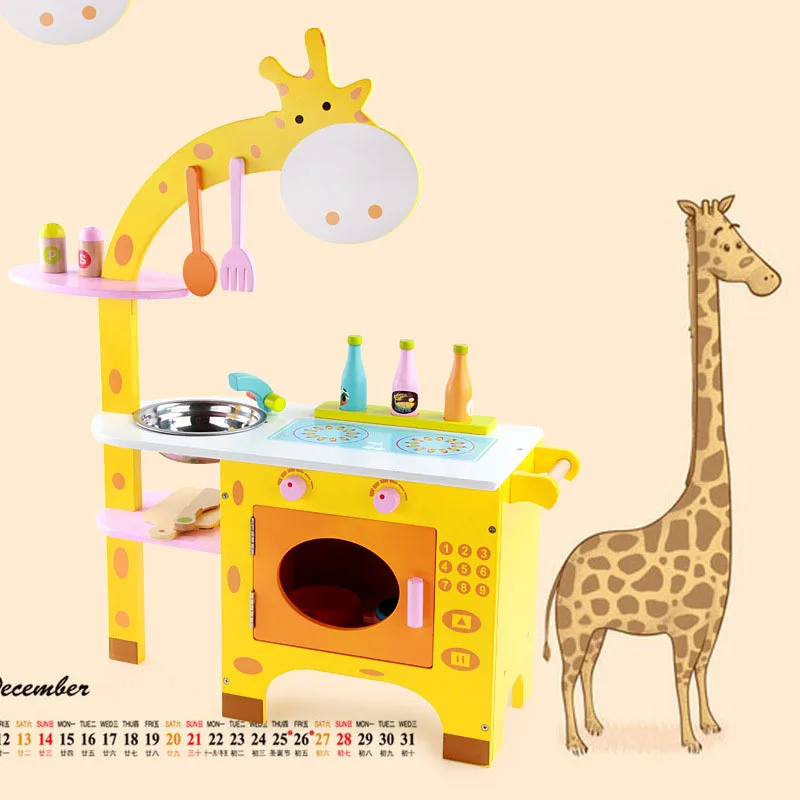 

Wooden kitchenette set Toy Simulation Kitchen Set imitate chef light Kitchen Sets Cooking Cabinet tools COOK FUN game