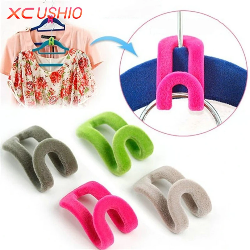 

10pcs/lot Portable Mini Hanger Hook for Clothes Flocking Travel Home Clothing Hanger Hook Closet Organizer Purse Bag Hook Holder